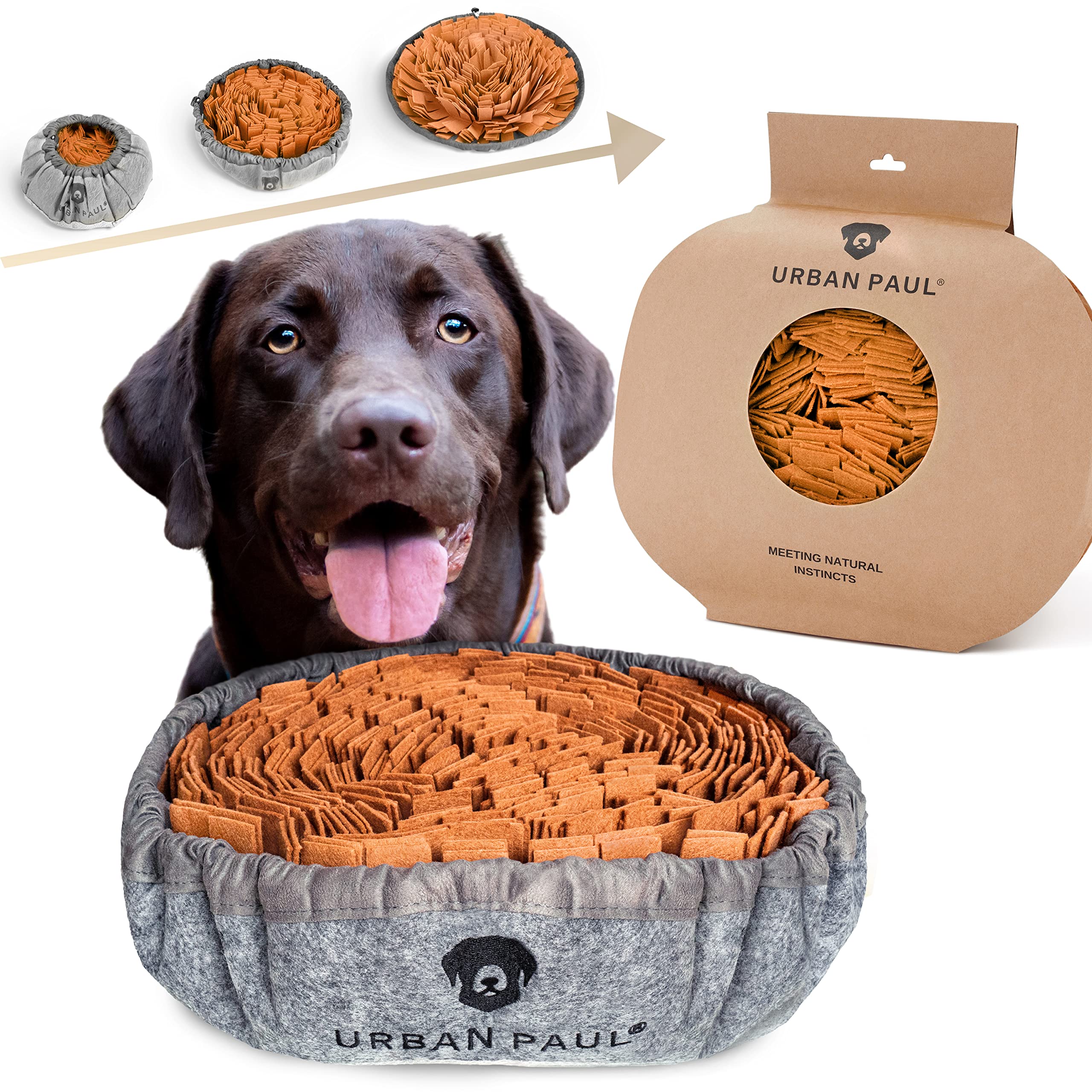 Schnüffelteppich für Hunde - Beste Materialien - extrem widerstandsfähiges Hundespielzeug - größenverstellbar und waschbar (grau)