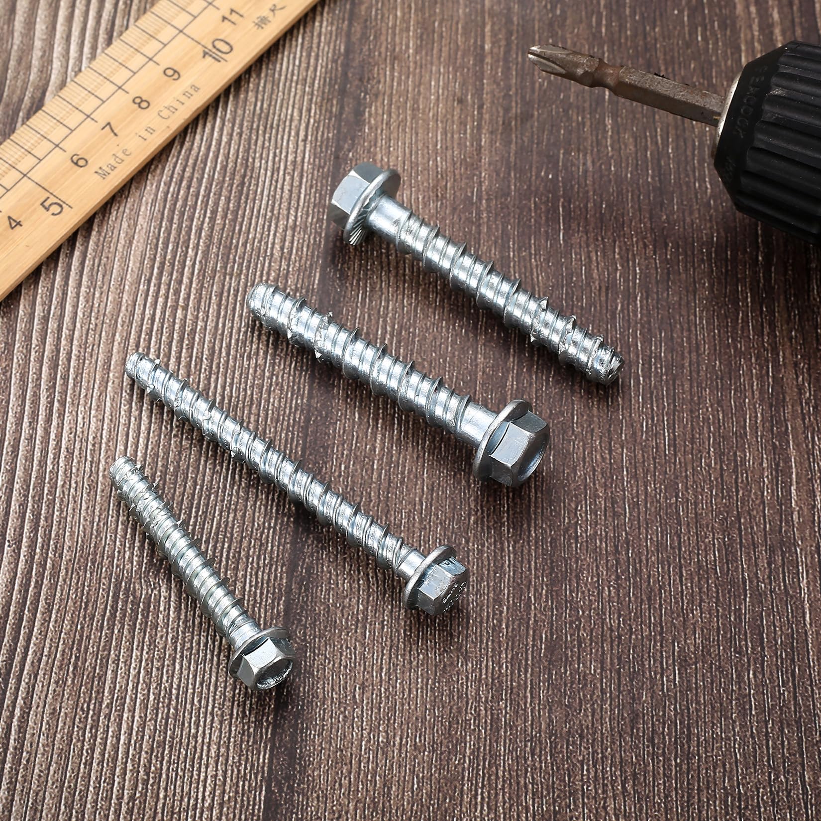 Set di 40 viti per calcestruzzo M6 x 50 mm, testa esagonale, viti per calcestruzzo zincate con disco per muratura architettura industriale