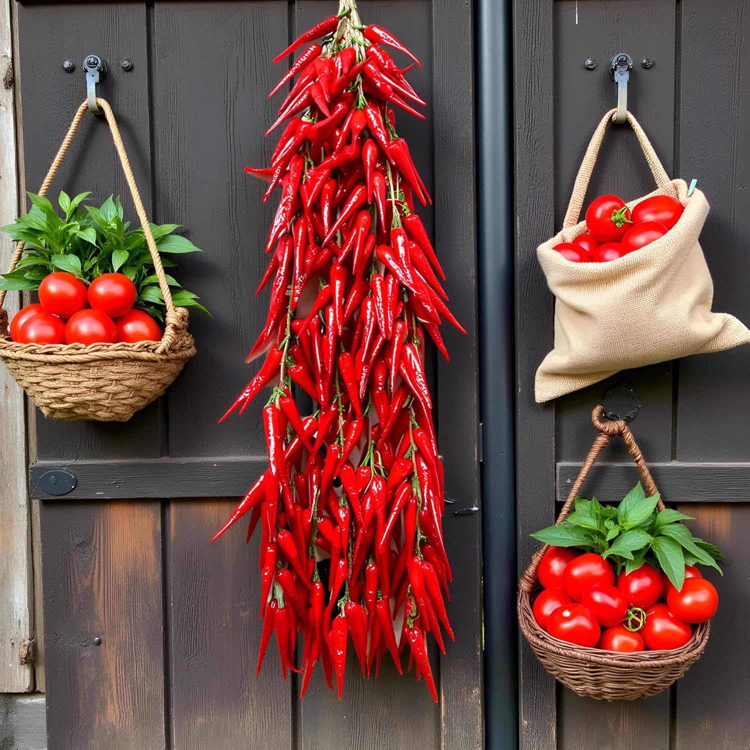 5 String Chili Pepper Decor Fake Vegetables Artificial Food Artificial Peppers String Vegetable Fruit Garland for Home Kitchen Farm Party Wall Photography Props Decoration(Dry red Pepper) - Image 3