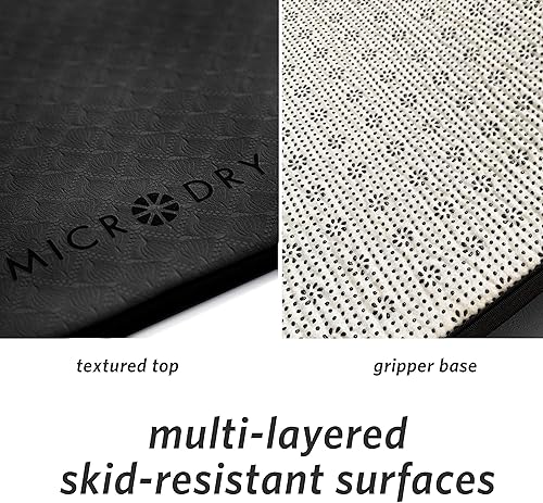 Miniatura 5 de MICRODRY Alfombrilla de yoga de lujo para el hogar y el gimnasio, extra gruesa para entrenamiento de alto impacto, superficie antideslizante