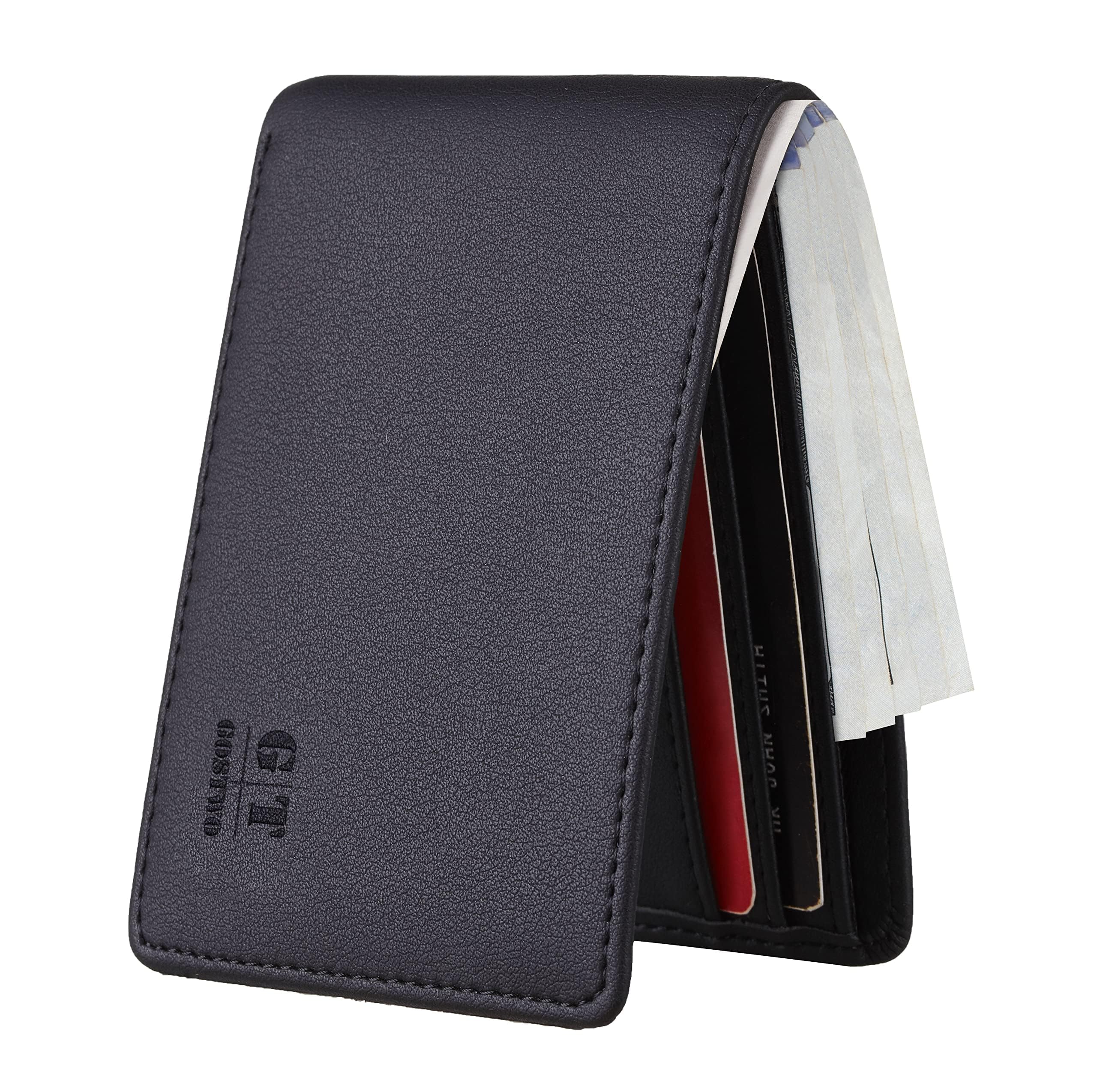 Slim Wallet for Men Minimalist Leather ID Window Front Pocket Bifold Wallet