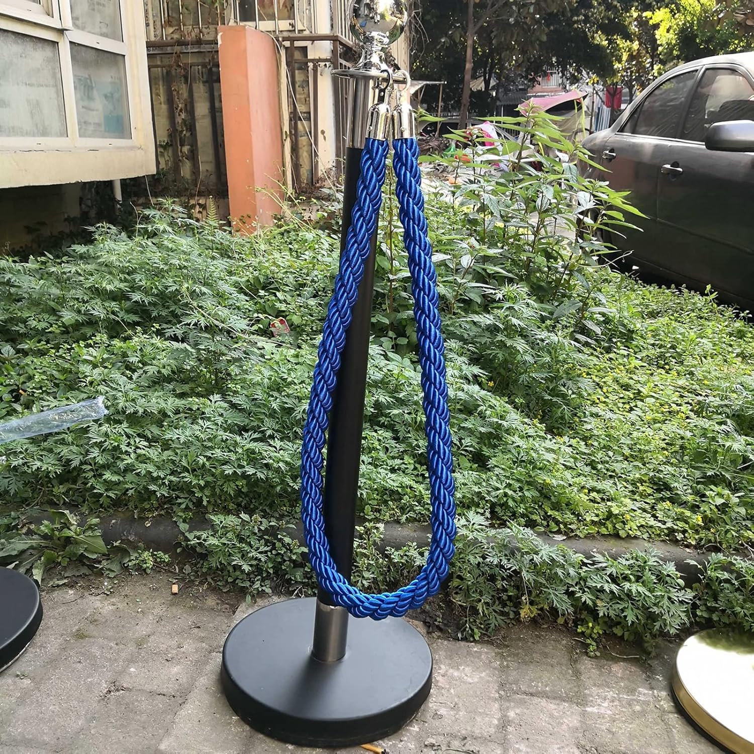 Queue Barrier Ropes with Hooks, Braided Hemp Rope Barrier for Queue Divider, Rope Safety Barrier 1/2/3M Crowd Control Rope 3/4/5/7/8/9/10Ft, Twisted Hemp Ropes Queue Line Barrier，Stanchion Rope ( Colo