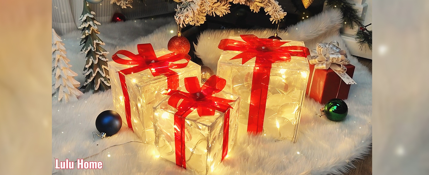 Amazon.com: Lulu Home Christmas Lighted Boxes, Set of 3 60 LED