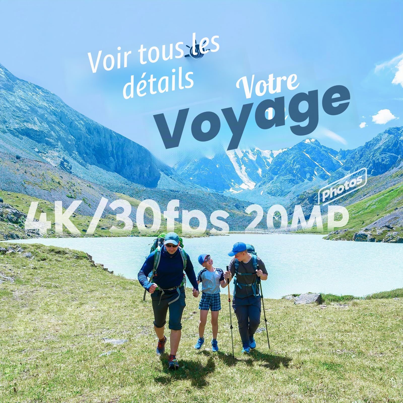 AKASO EK7000 Caméra Sport 4K 30fps 20MP WiFi avec Carte Mémoire microSDXC 64 Go, Action Camera 4k Étanche jusqu'à 30M avec Stabilisation Grand Angle de 170° Télécommande 2.4G