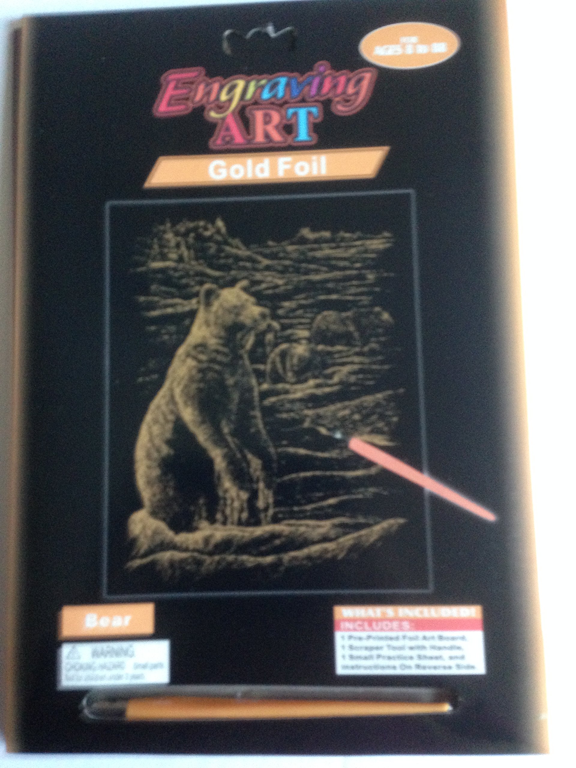 Engraving Foil Art Gold Foil Bear A4 Size