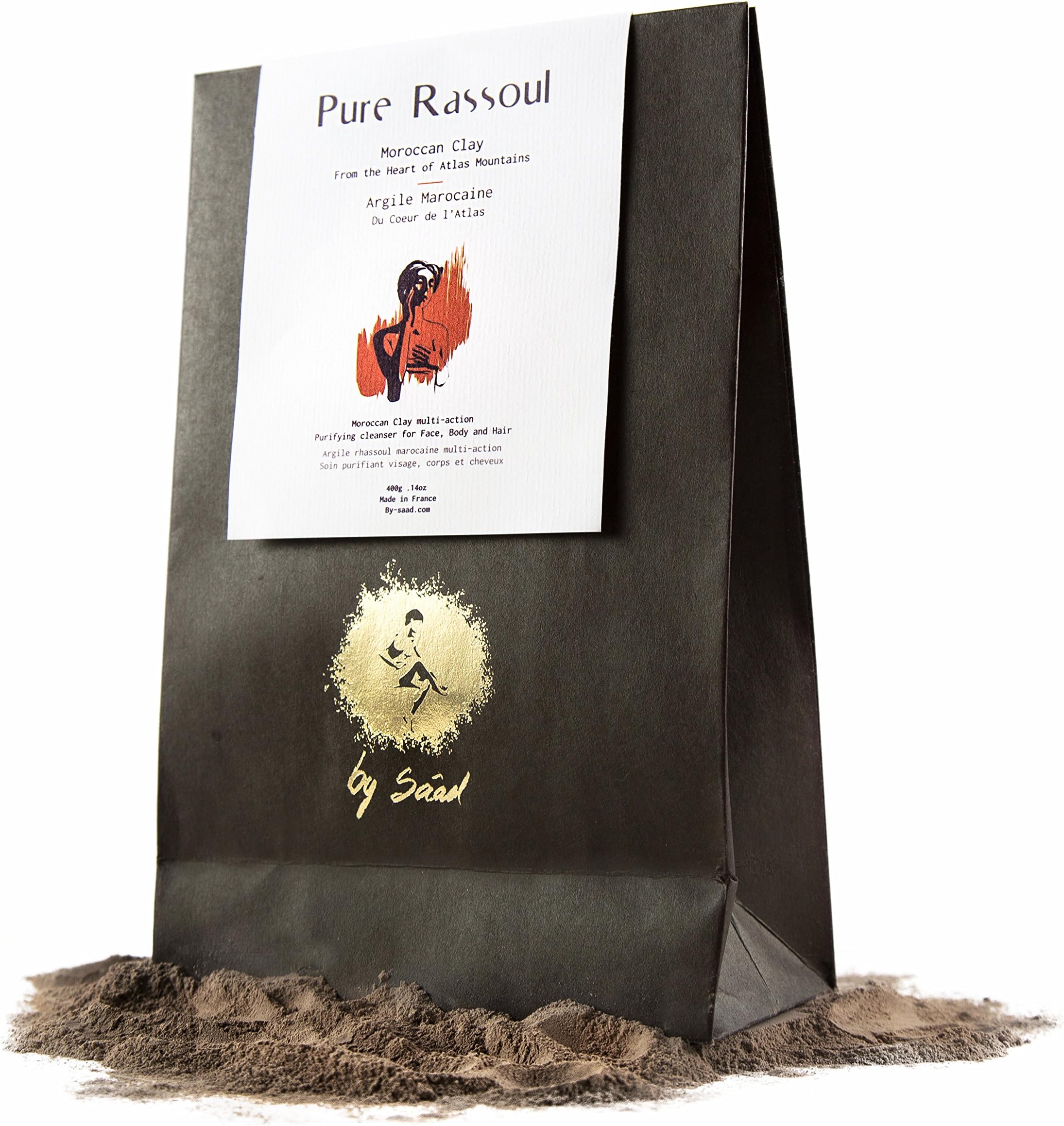 Rhassoul Clay Hair & Facial Mask (Ghassoul) 450G- A 100% Organic All Natural Face and Hair Wash & Clay Mask.Best Deep Pore Facial Cleanser, Blackhead Remover & Pore Minimiser