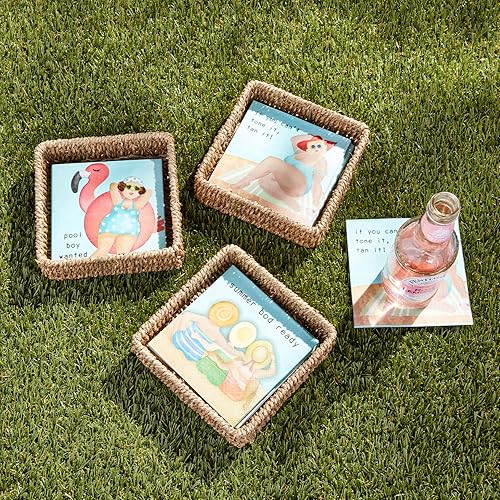 Miniatura 2 de Mud Pie Pool Lady Juego de Servilletas de Cóctel Tan It, 6 "x 6"