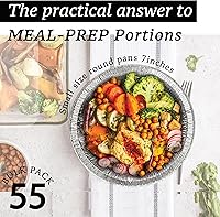 Vista 3 de Spare Essentials Paquete de 55 sartenes redondas de aluminio de 7 pulgadas con tapas, sartenes de papel de aluminio con tapas transparentes