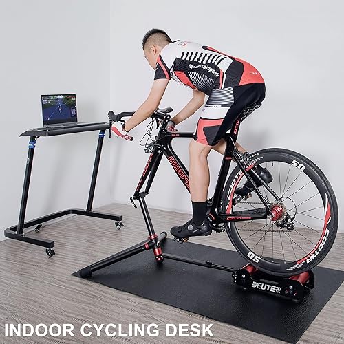 Miniatura 9 de CXWXC Escritorio de ciclismo para interiores, soporte de computadora de altura ajustable, superficie antideslizante, escritorio portátil para