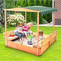 Vista 5 de Arenero de cedro cubierto y convertible Badger Basket con dosel y asientos de banco