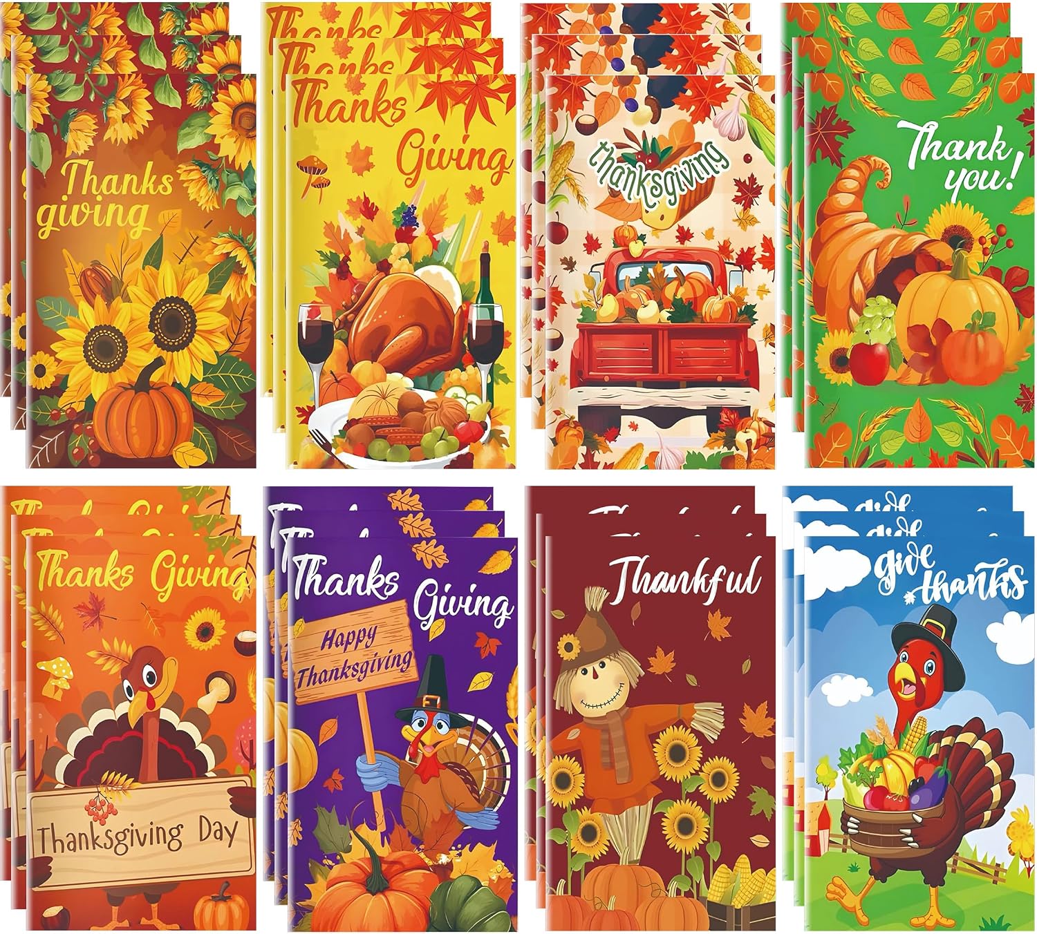 BCCSNNM 24 Pcs Thanksgiving Mini Notebooks, Fall Pumpkin Turkey Notepad