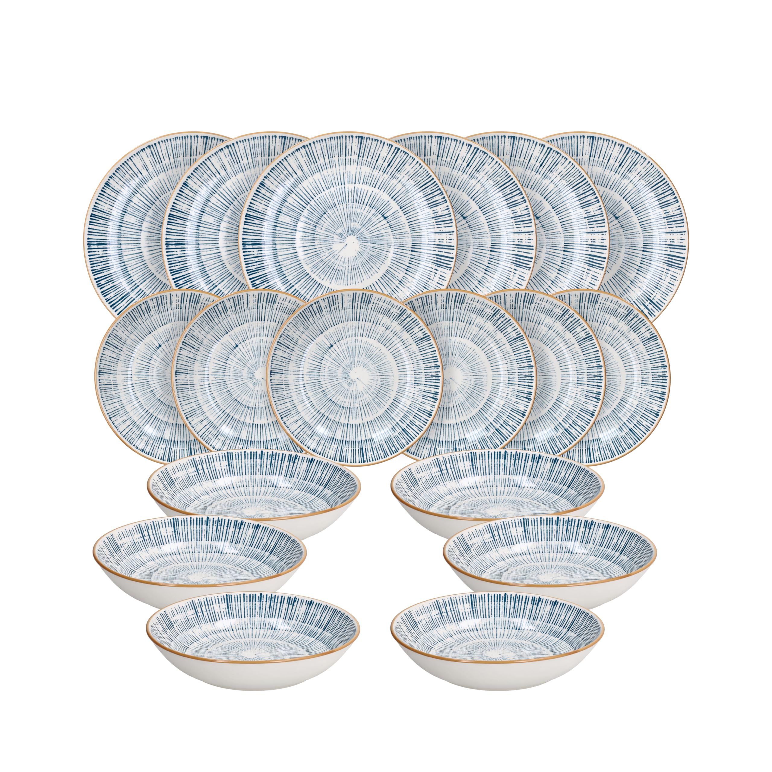 Tognana Virtuo Blue, Servizio piatti per 6 persone 18 pezzi, Porcellana, Blu