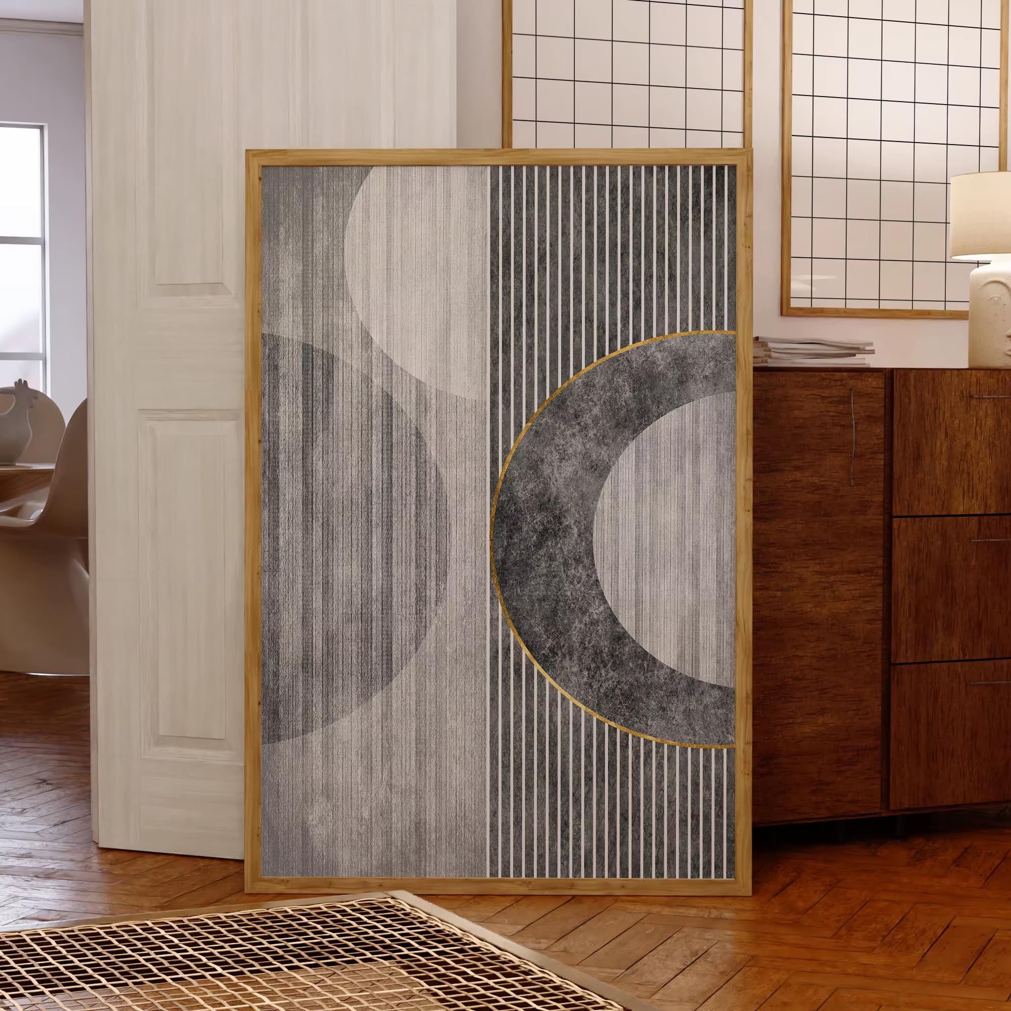 awtrhfc Abstract Monochrome Harmony Modern Geometry Shape Art Canvas Painting Poster Living Room Bedroom Home Decor(70x90cm(26x35in)/No frame)