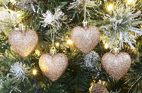 Miniatura 23 de Christmas Concepts® 0.315 x 2.362 in Baby Pink Glitter Corazón en forma de árbol de Navidad Adornos Rosa,