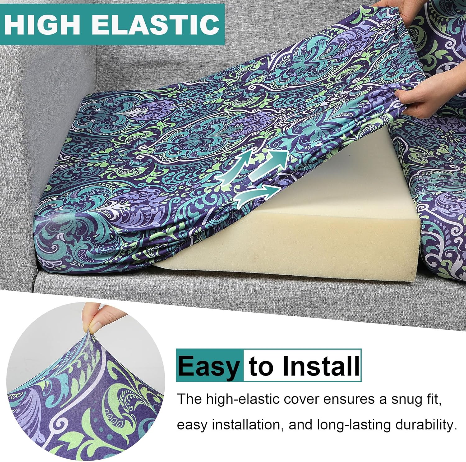 pickyNproud 8Pcs Patio Cushion Covers Stretch Outdoor Couch Cushions Slipcovers Replacement Washable Furniture Protector with Elastic Bottom Sofa Chair Seat Cover, Green