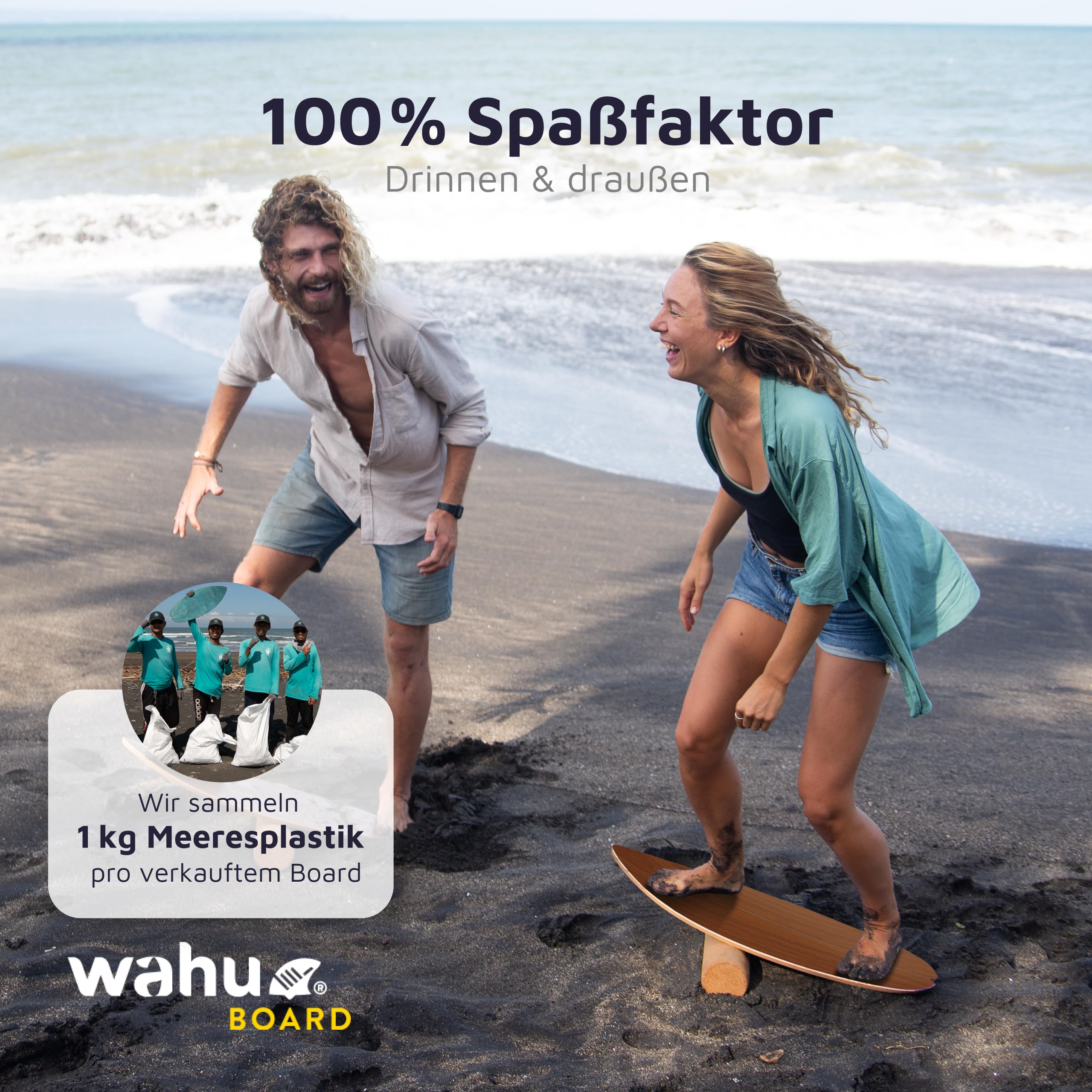 WAHU Balance Board - einzigartiges Board inkl. Halbkugel und Rocker Shape - Surf Balance Board - Gleichgewichtstraining für Kinder und Erwachsene - Board 100% Echtholz