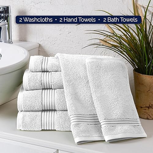 Miniatura 7 de Elegant Comfort Juego de 6 toallas de algodón de alta calidad, incluye 2 toallas faciales, 2 toallas de mano y 2 toallas de baño, 100% algodón
