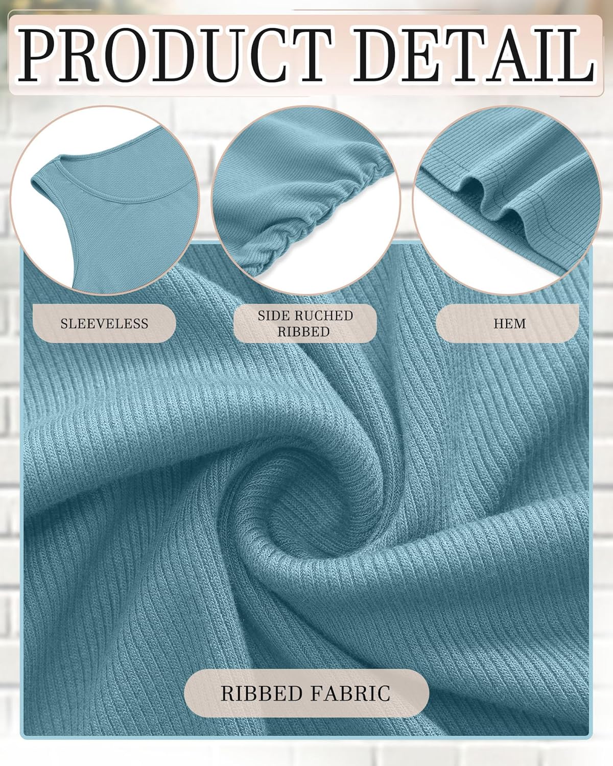 Riyiper 3 Pack Women's Maternity Tank Tops, Sleeveless Cotton Pregnancy Shirts Ribbed Knit Sides Ruched Basic Mama Clothes - Image 6