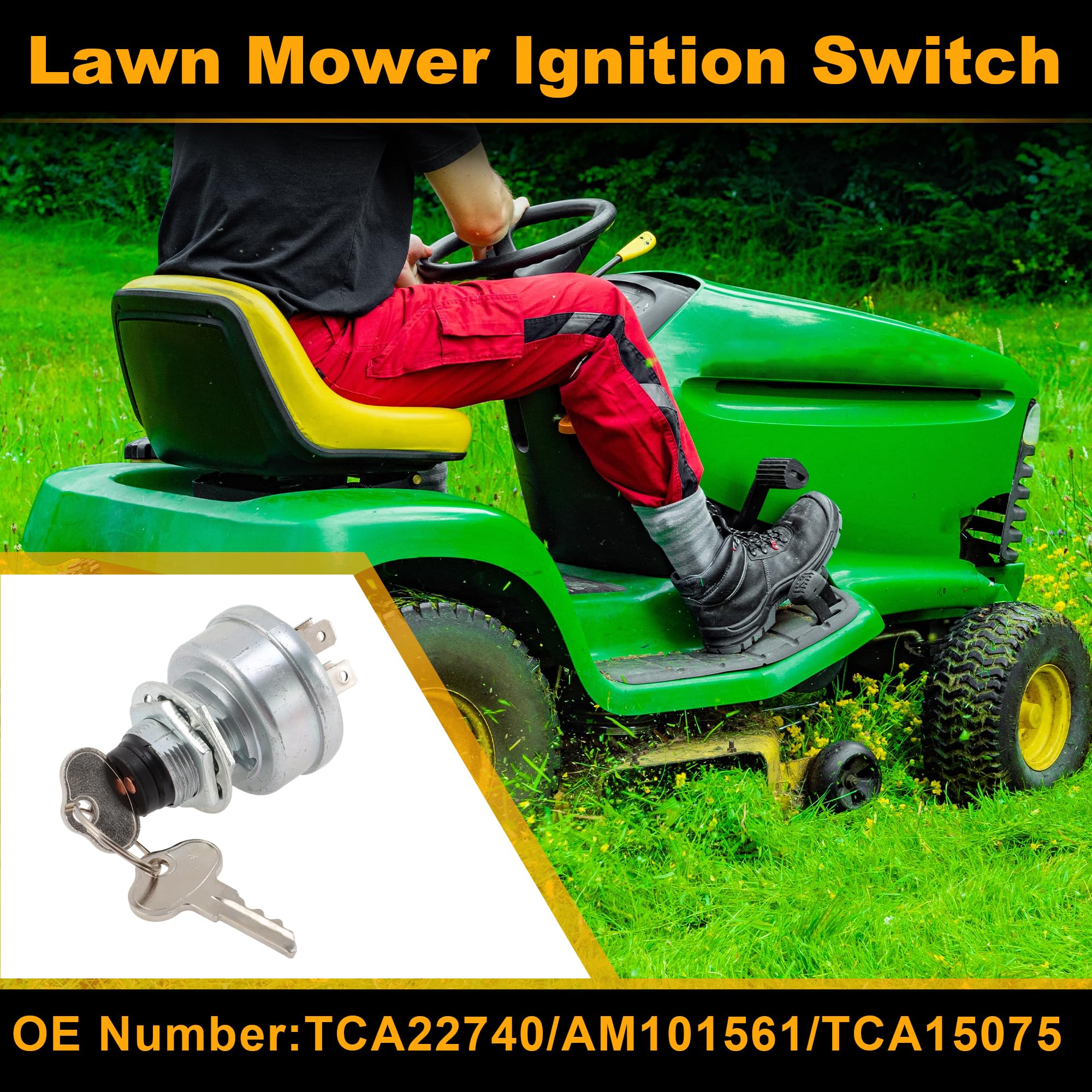 Rasaerba Prato Interruttore Accensione TCA22740/AM101561/TCA15075 Accensione Avviamento Interruttore con Chiave per John Deere 717 727 737 997 Z225 Z235 1 Set