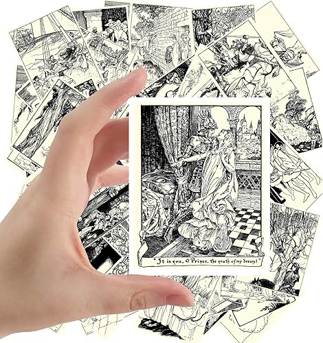 Miniatura 7 de Calcomanías grandes (24 piezas de 2.5 x 3.5 pulgadas), cuentos de hadas, ilustraciones de libros vintage para niños (cuentos de hadas clásicos)