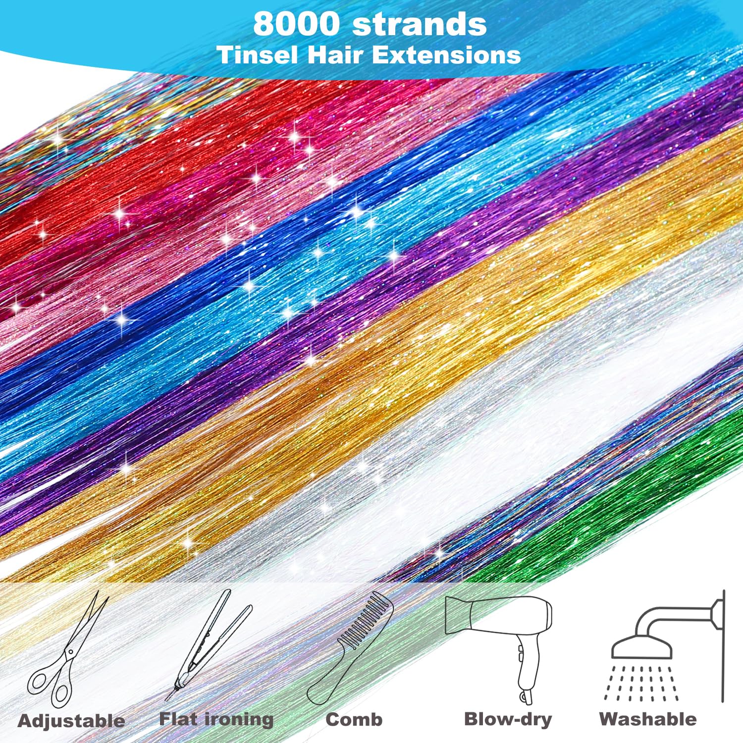 Hair Tinsel Kit - 20 Colors, 8000 Strands -4 Hair Tinsel Kit - 20 Colors, 8000 Strands -4