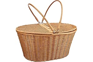 Sturdy Straw Picnic Basket Handwoven for Gatherings and Picnics