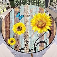 Vista 22 de Round Fitted Tablecloth with Elastic Outdoor Table Cover Round Elastic Tablecloths for Tables Waterproof Wipeable Table Cloths for