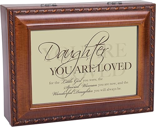 Miniatura 7 de Cottage Garden Caja de música con cuerda de veta de madera con texto en inglés "Daughter You are Loved Plays You Light Up My Life"