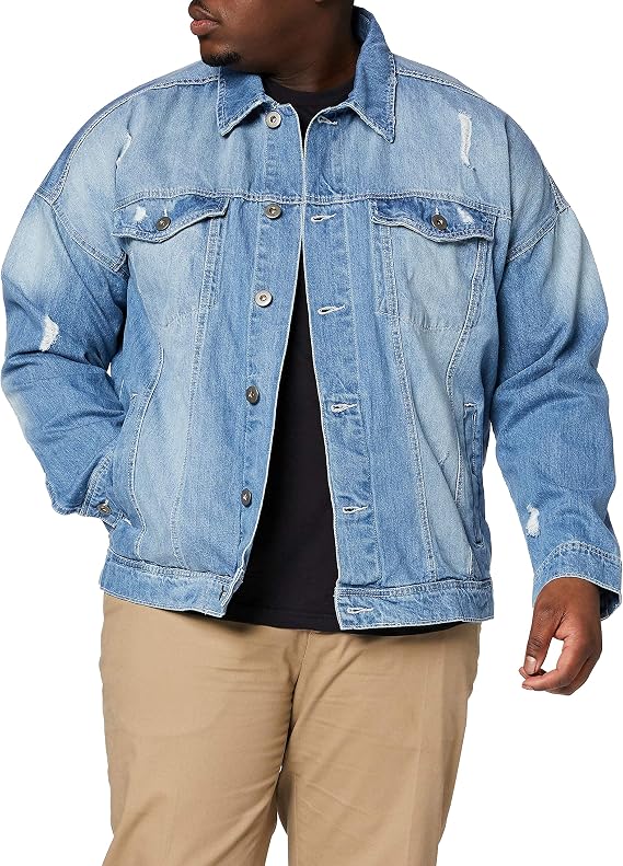 Urban Classics Mens Ripped Denim Jacket 