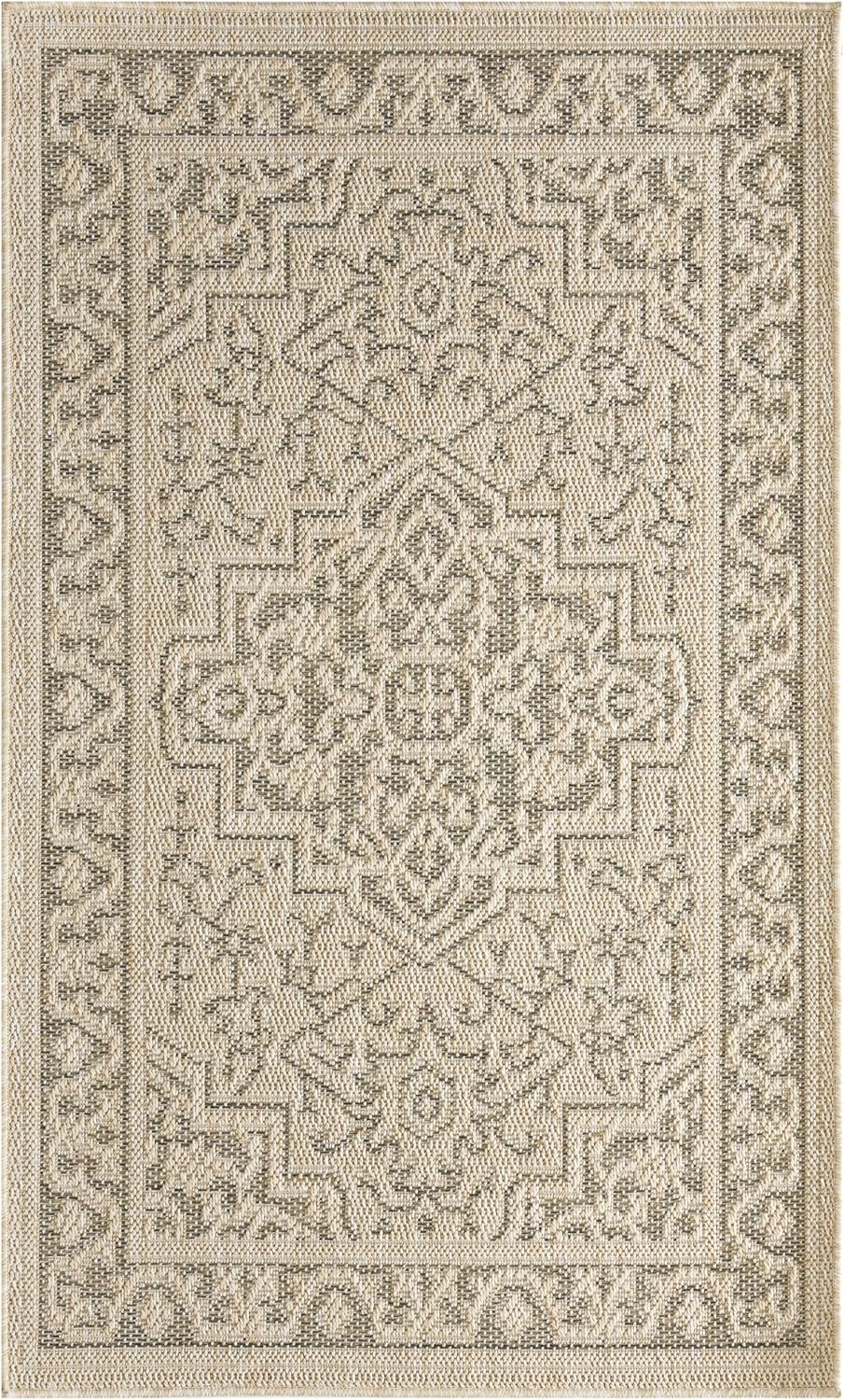Nourison Home Tulum Taupe Olive 2' x 3' Area Rug - Easy Clean, Non Shedding, Bed Room, Living Room, Dining Room, Kitchen (2' x 3')
