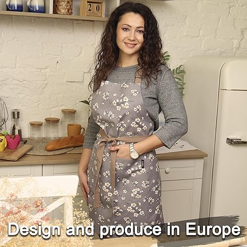 Miniatura 4 de Delantal de cocina impermeable para mujeres y hombres, chef con bolsillos grandes y cuello ajustable