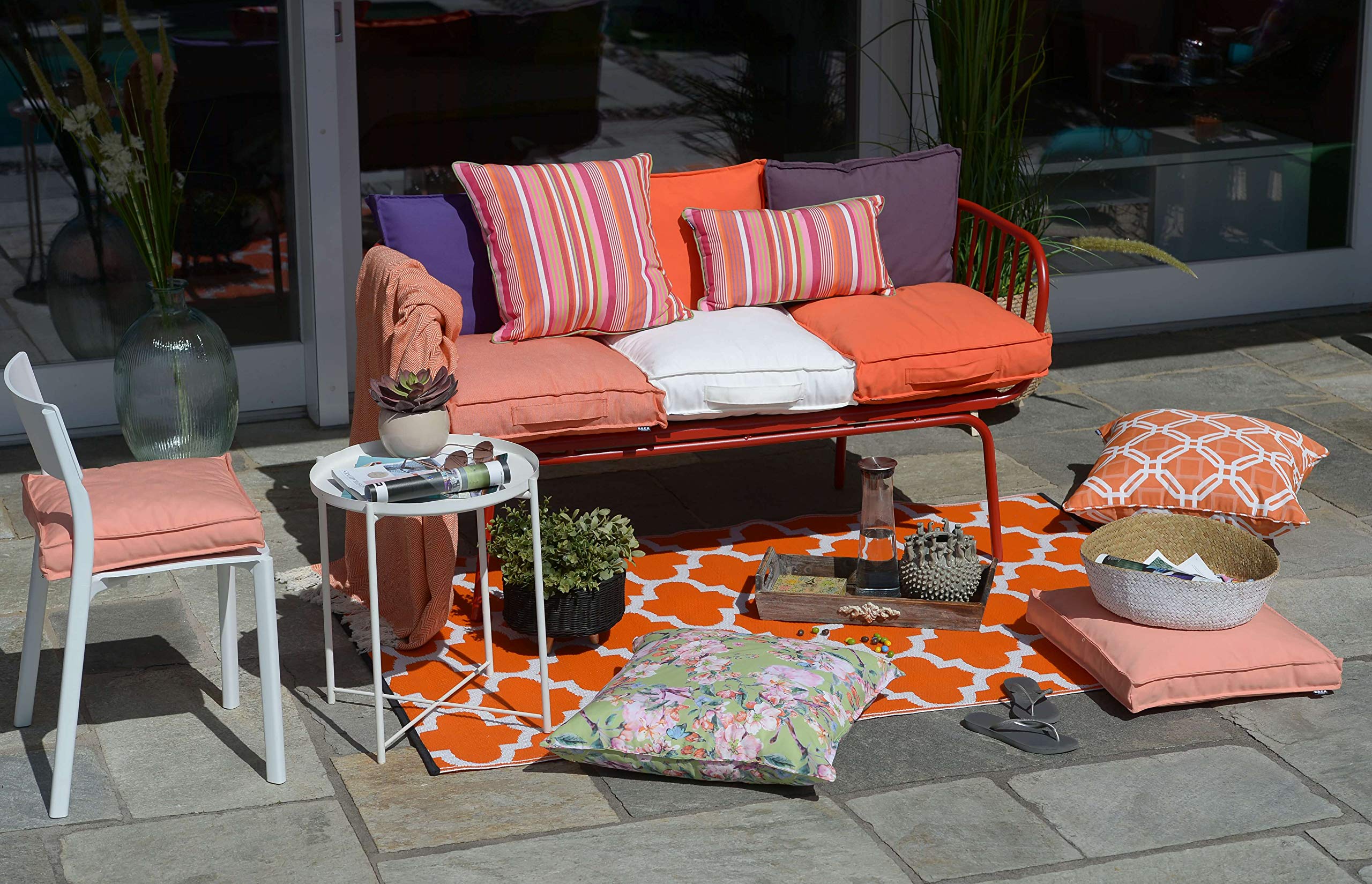 H.O.C.K. Yucatan Outdoor Kissen inkl. Füllung mit Keder 50x30cm pink Stripes Sun