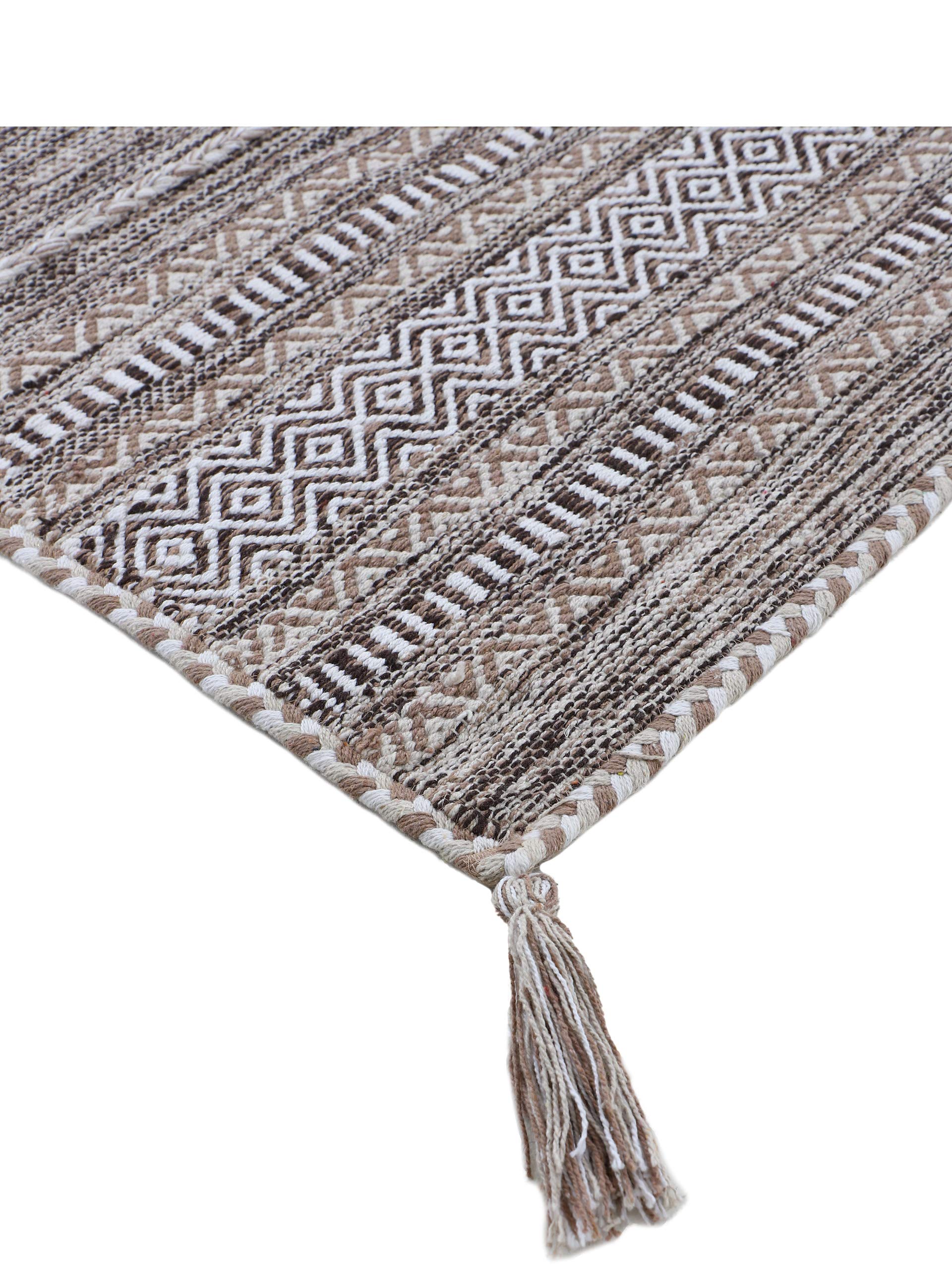 carpetfine Tappeto a tessitura Kilim Azizi passatoia beige 80x500 cm | Tappeto moderno per soggiorno e camera da letto