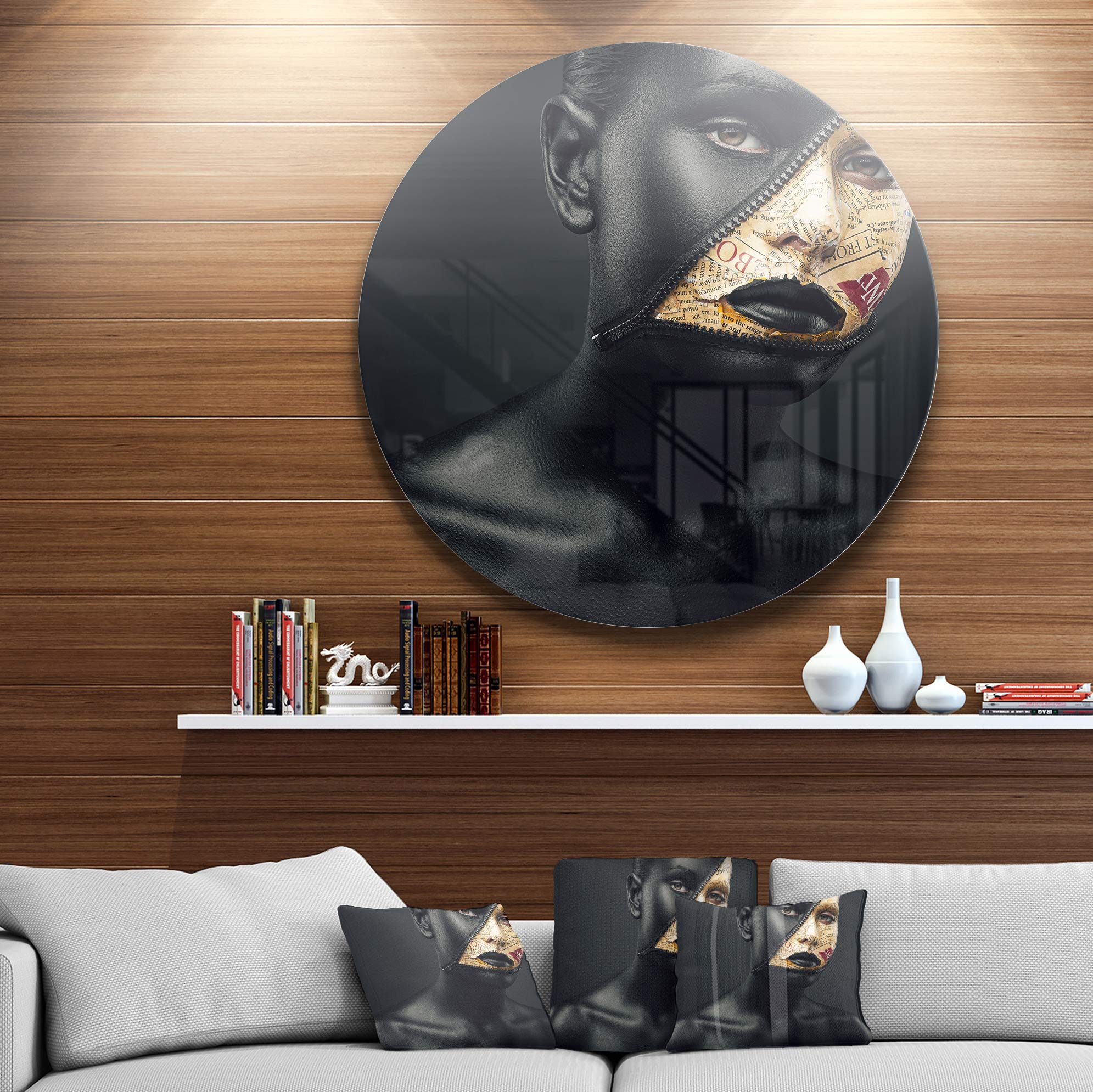 November ARTIST 154㎝ Designart MT9301-C11 Woman with a Zip on Face Art Portrait Large