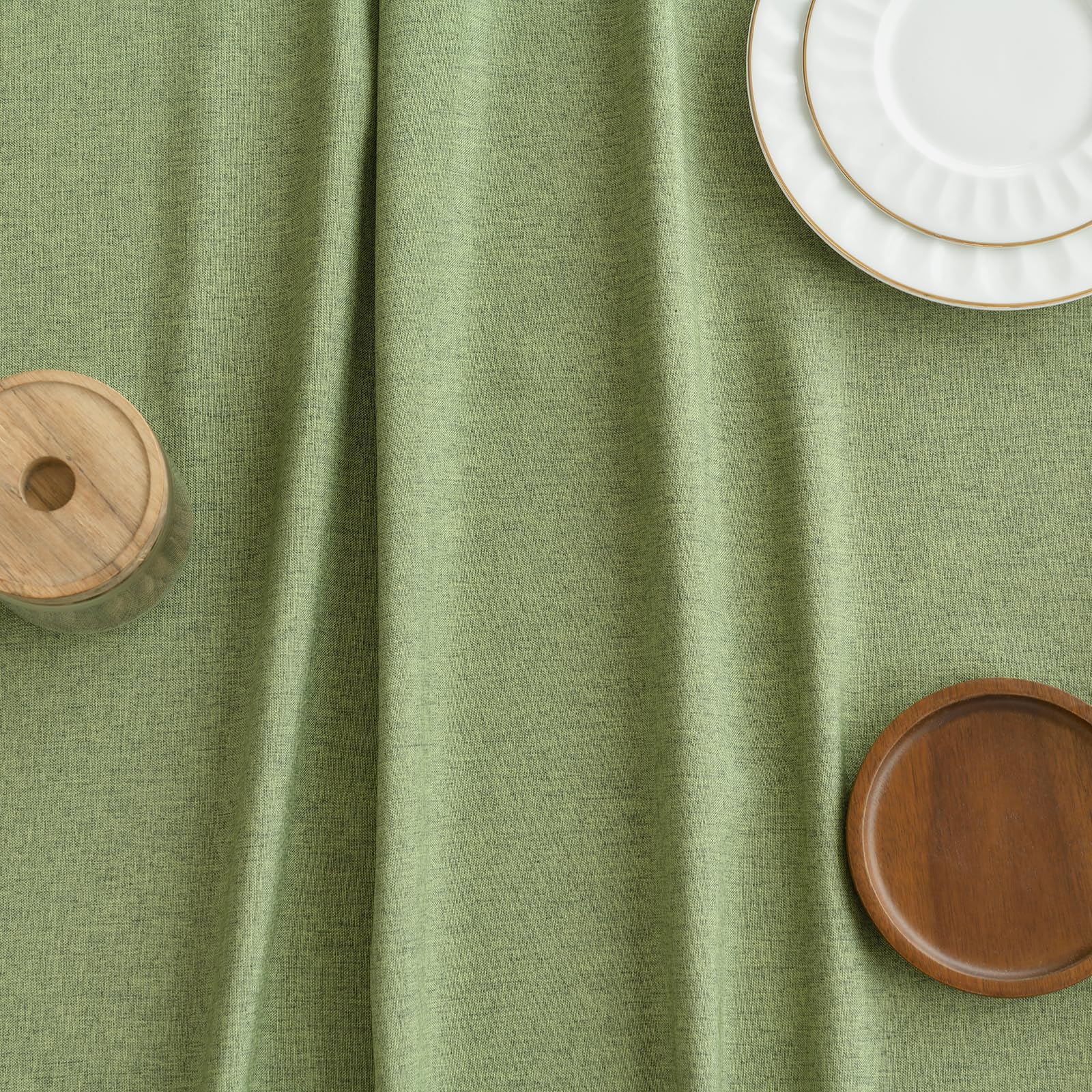 Wracra Waterproof Round Tablecloth for 2 to 4 Seater, Round 120cm Linen Style Indoor Outdoor Tablecloths - Image 4