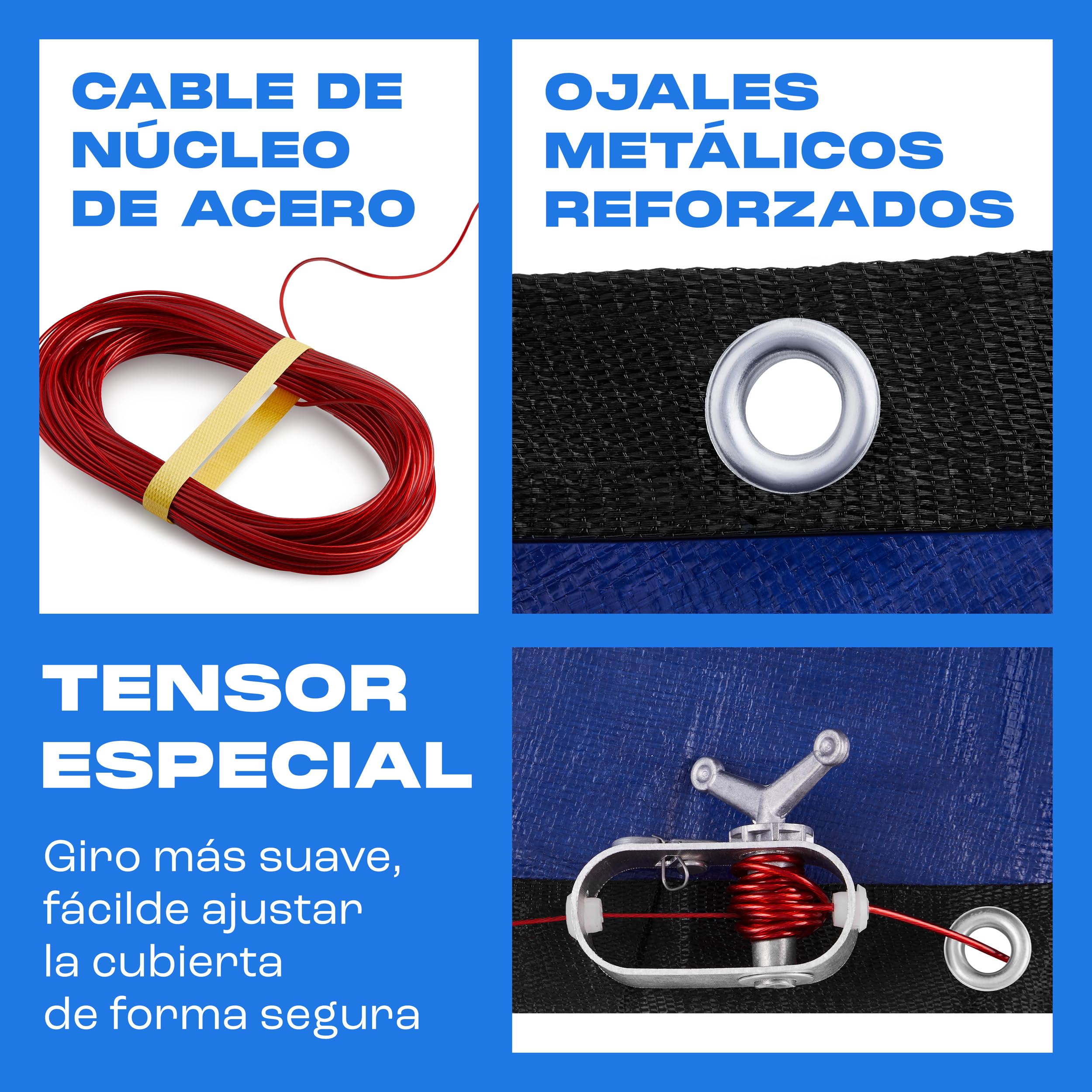 Yankee Cubierta Piscina Redonda para 460–500 cm | Diámetro Lona Ø 560 cm | Azul | Lona Protectora Invierno y Verano | Cubierta PE 200 g/m² Reforzada | Resistente a UV y Roturas