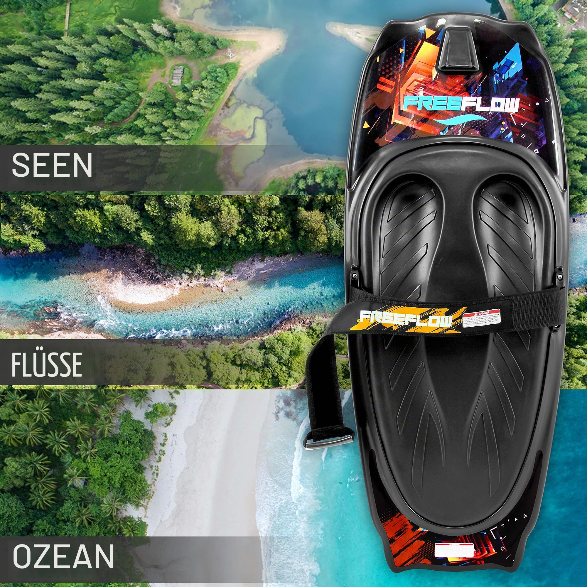 SereneLife Kneeboard Wassersport – Wakeboard mit Schlaufe, Surfbrett - mit Verstellbarem Gurt, Sommeraktivitäten für Sportbegeisterte, Sommer Wassersport- Ideal für Anfänger Kinder & Familien