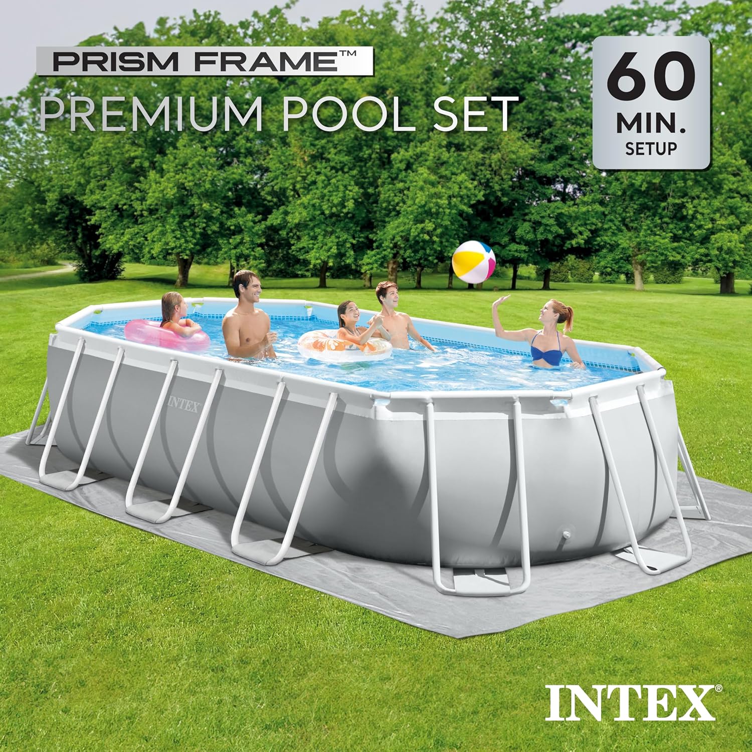 Intex 16.5ft x 9ft x 48in Oval Prism Frame Pool Set with Pump