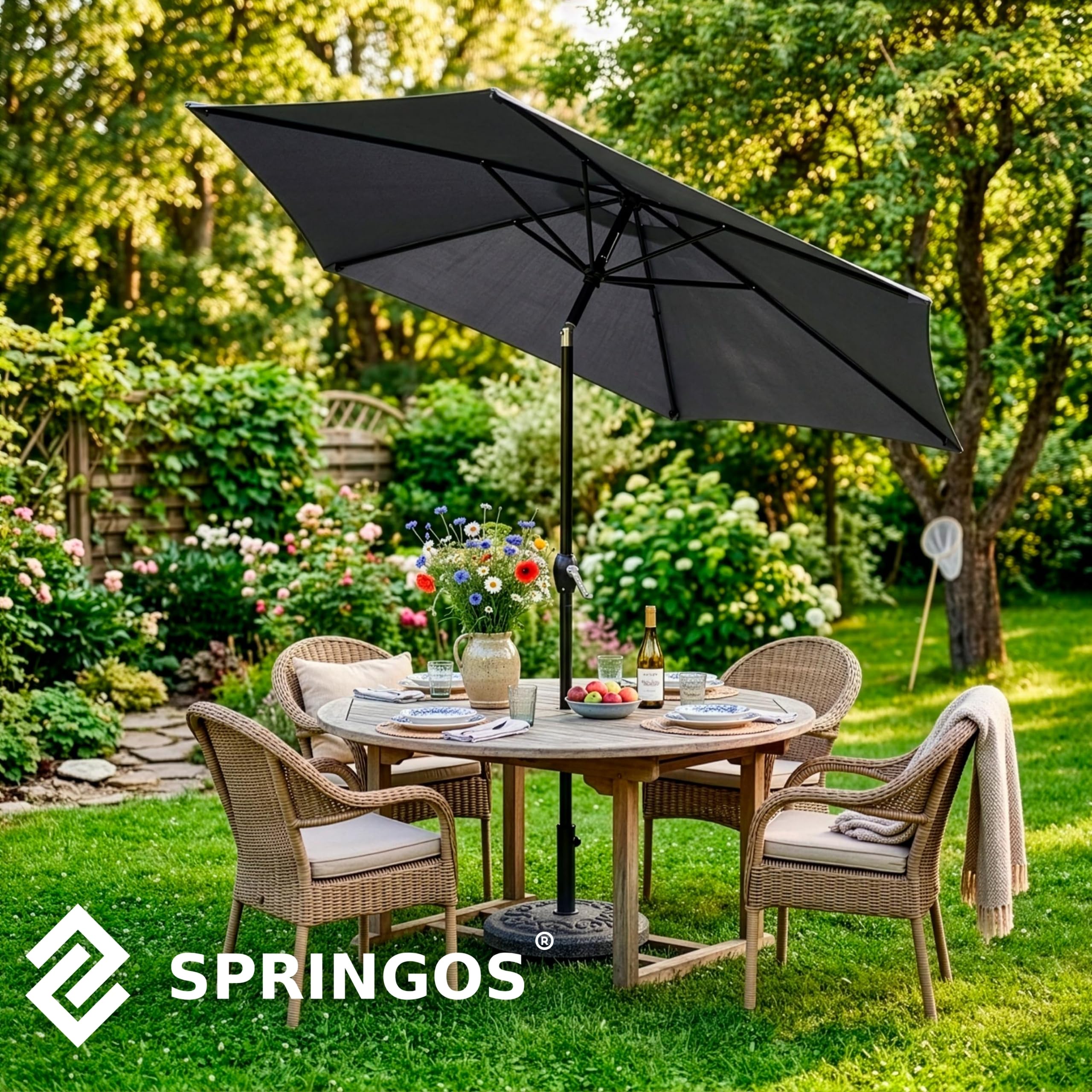 SPRINGOS Parasol de jardin avec fonction basculante