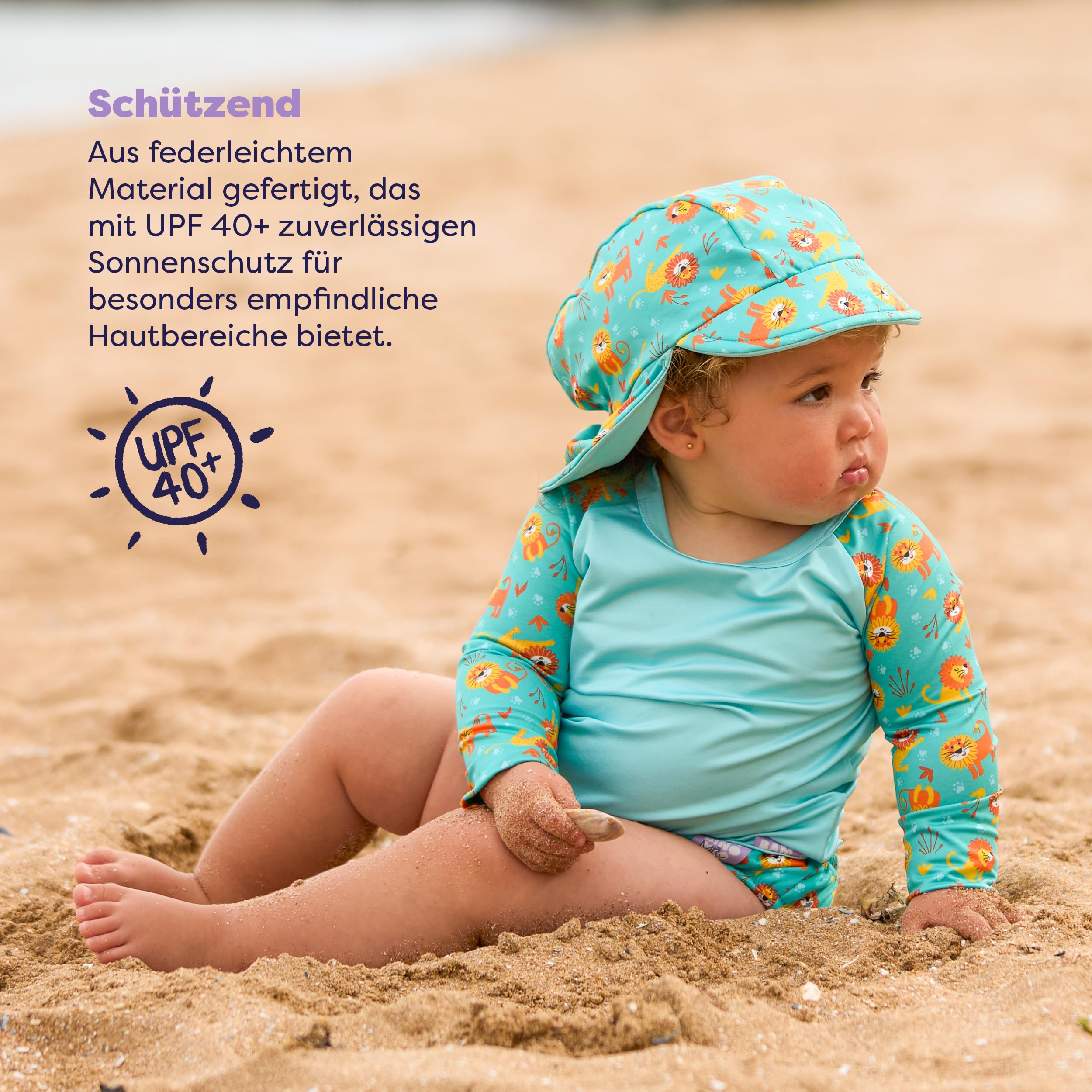 Bambino Mio UPF 40+ Set mit wiederverwendbaren Schwimmwindeln (2-3 Jahre) COOLE KATZEN | Enthält Schwimmwindelhose, Schwimm-Rashguard-Oberteil und Schwimmhaube für Babys und Kleinkinder