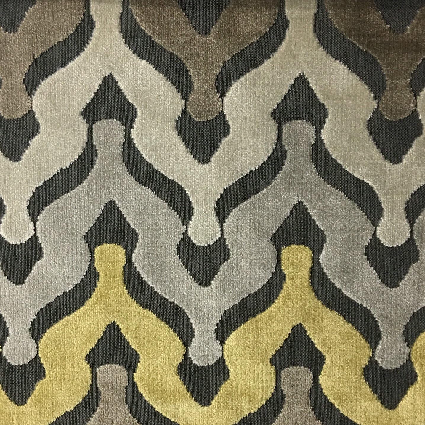 Leicester - Bold Chevron Cut Velvet Upholstery Fabric by The Yard