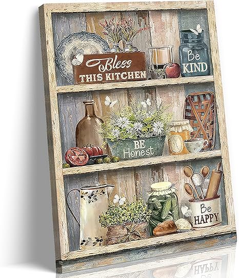 Amazon.com: BRPXJRA Rustic Kitchen Wall Art Farmhouse Kitchen Pictures ...