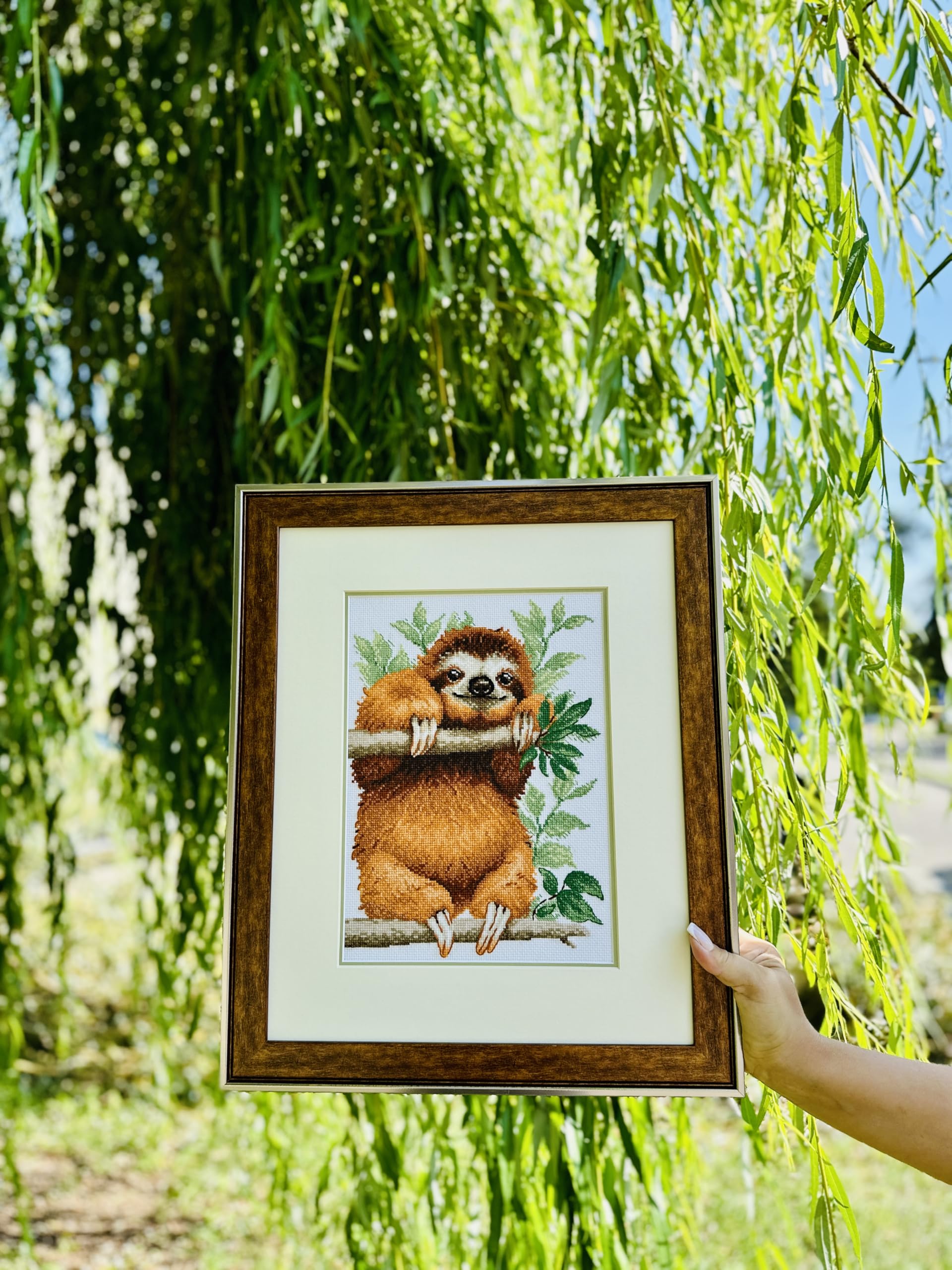 RIOLIS - Bradipo 2213, Punto croce 21x30cm, Punto croce kit da ricamare, Disegni da ricamare, Embroidery kit, Set punto croce, Kit ricamo punto croce