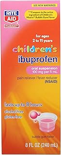 Rite Aid Children's Ibuprofen, Ages 2-11, Bubble Gum - 8 oz | Kids Pain Reliever & Fever Reducer | for Children Ages 2 to ...