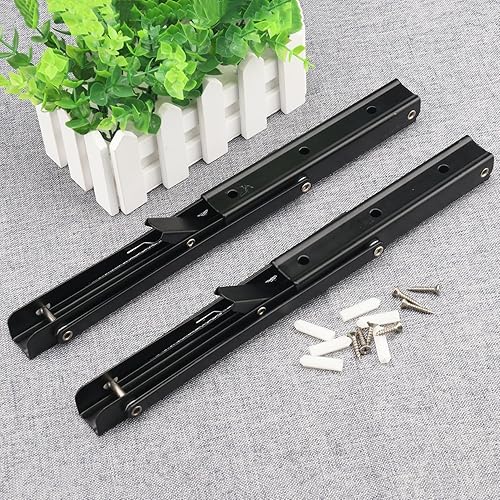 Miniatura 4 de 3 pares de 6 soportes de estante plegables de 12 pulgadas, soporte de estante plegable de metal para mesa de banco, soporte de estante resistente