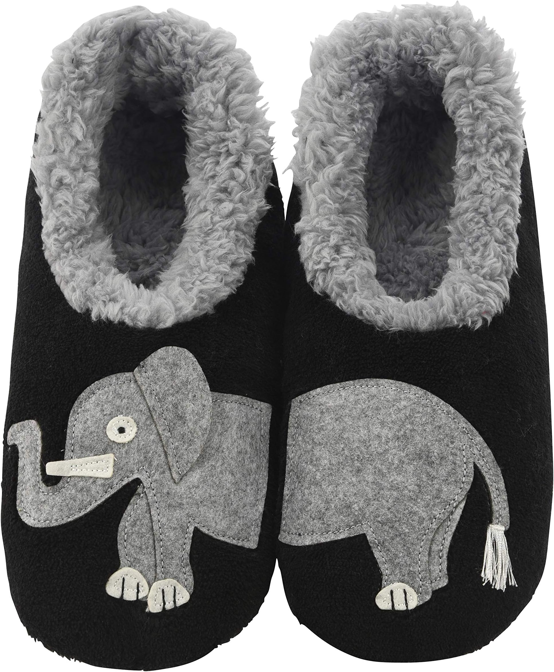 Snoozies Pairable Slipper Socks | Cozy and Fun House Slippers for Women, Fuzzy Slipper Socks | With Unique Designs, Non Slip Socks - Elephants - Medium