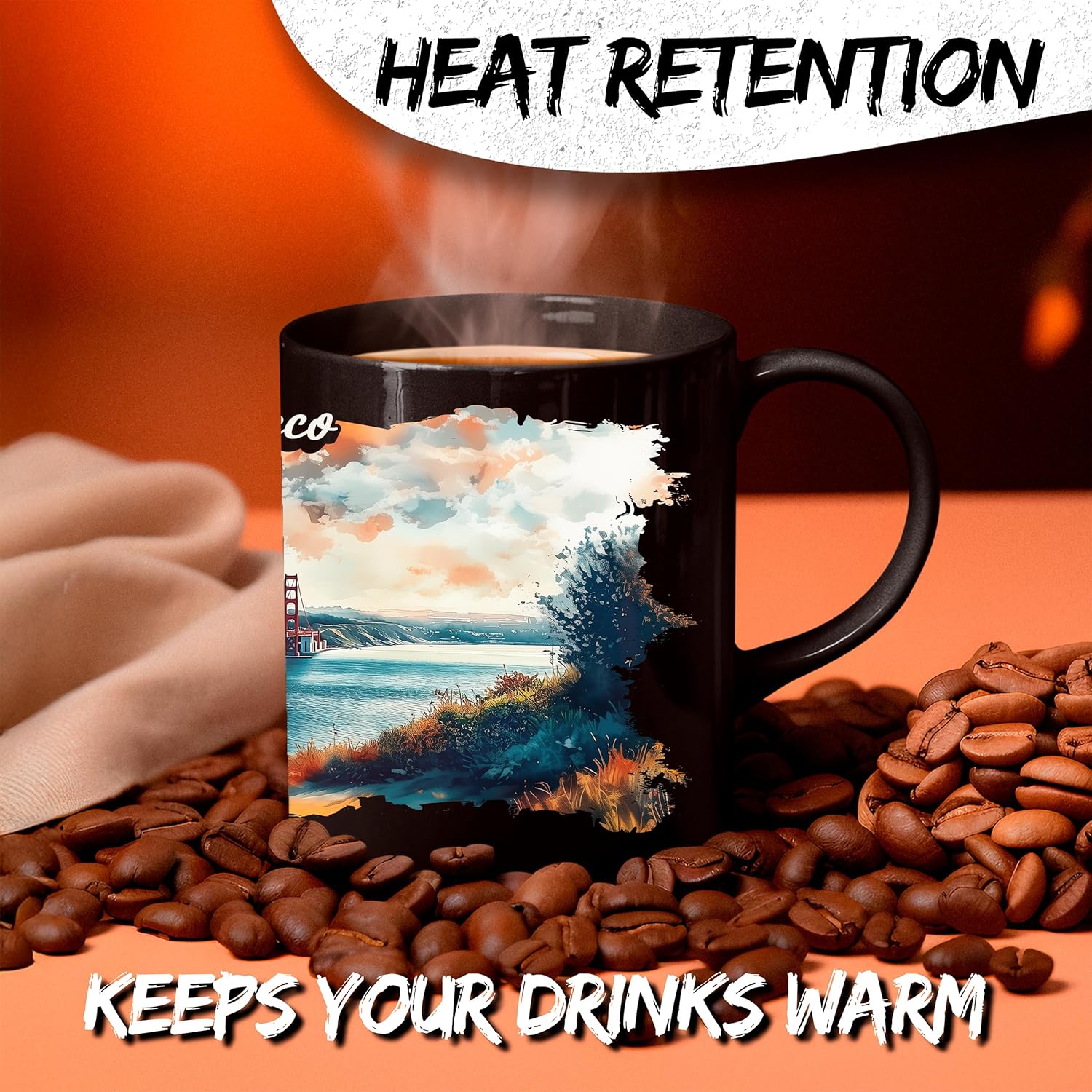 San Francisco Golden Gate Bridge California Ceramic Coffee Mug 11oz Bay Area Skyline Landmark - Tea Coffee Mug with Comfortable Grip - Unique Fun Gift Cup for Office or Home - Vibrant Print ID45211 - Image 3