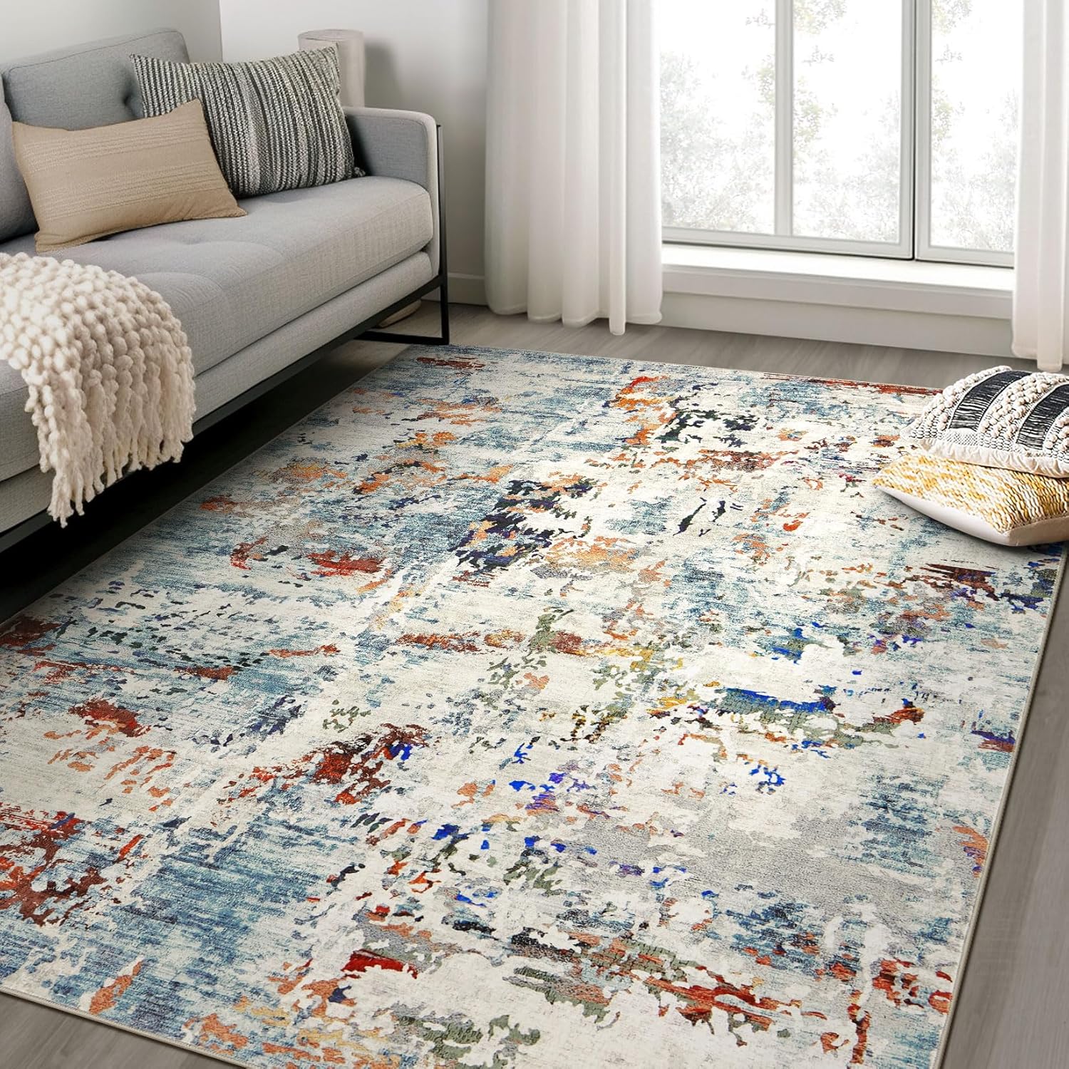 Amazon.com: kakania 5x7 Living Room Area Rugs - Washable Modern ...
