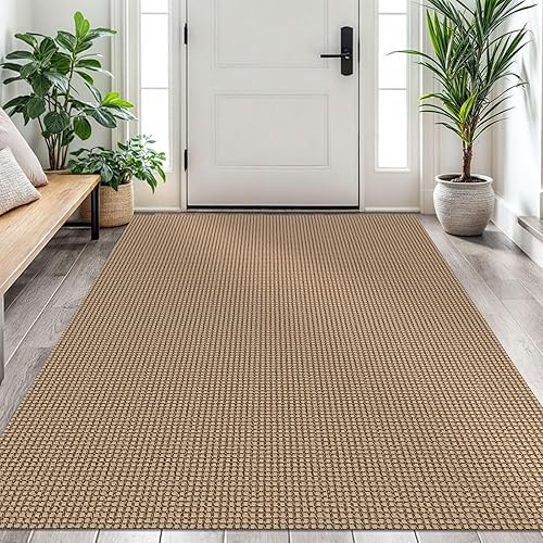 Vista 384 de EARTHALL - Tapete tejido lavable con parte trasera de goma, tapete trenzado de algodón antideslizante para interiores para entrada, pasillo, cocina