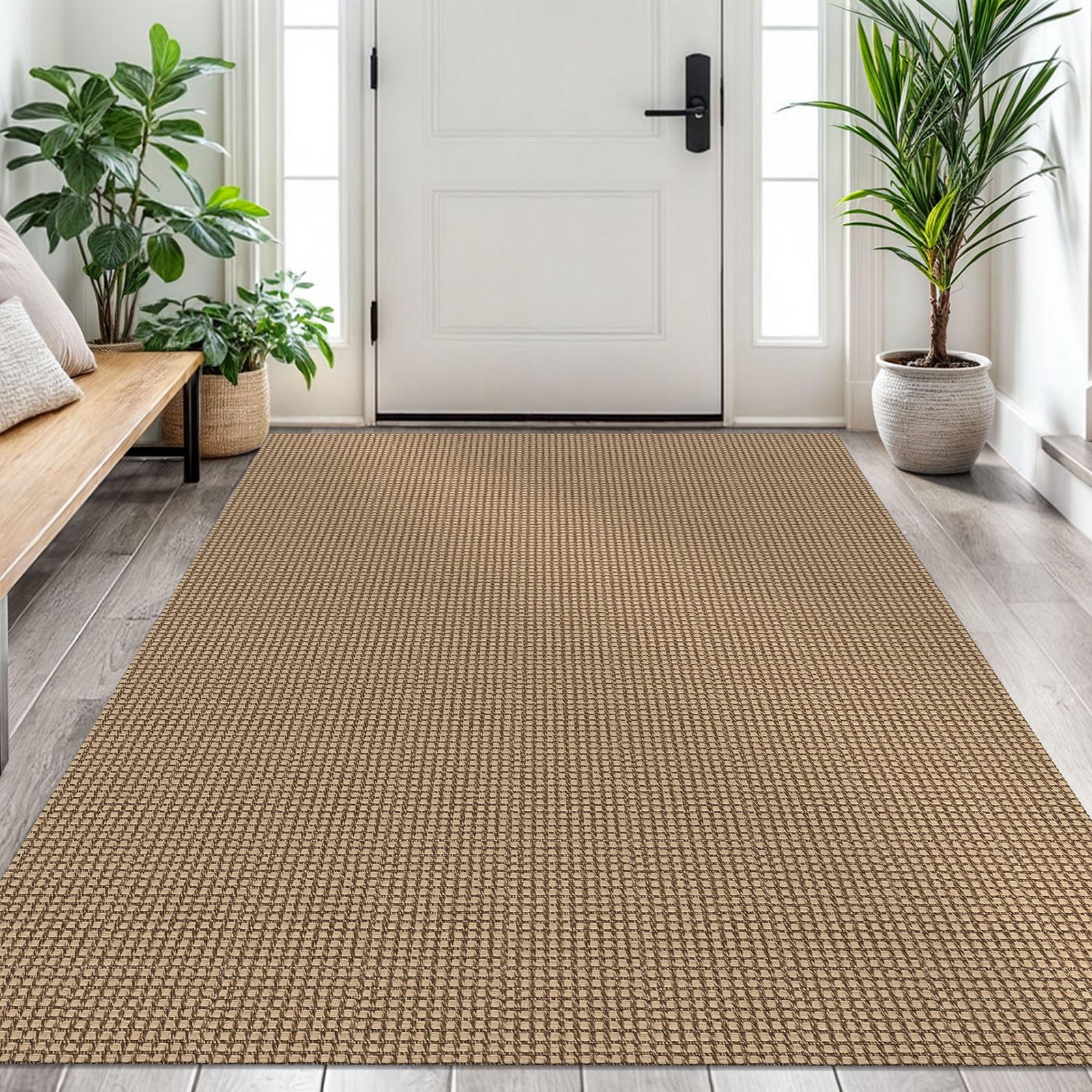 EARTHALL Woven Area Rug 4x6 Ft Washable Rugs for Entryway Non Slip Braided Throw Rugs Bedroom Carpet Cotton Entry Rug Cotton Floor Carpets for Bedroom